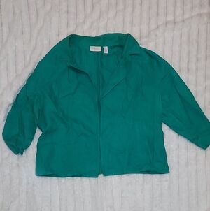 4/$18 Chico's Bright Green Linen Blazer Jacket